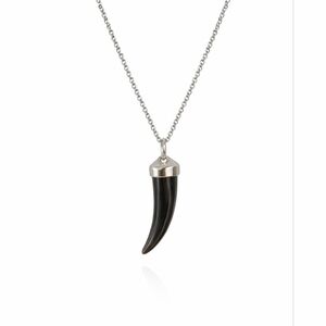 Silver and Black Horn Pendant Necklace